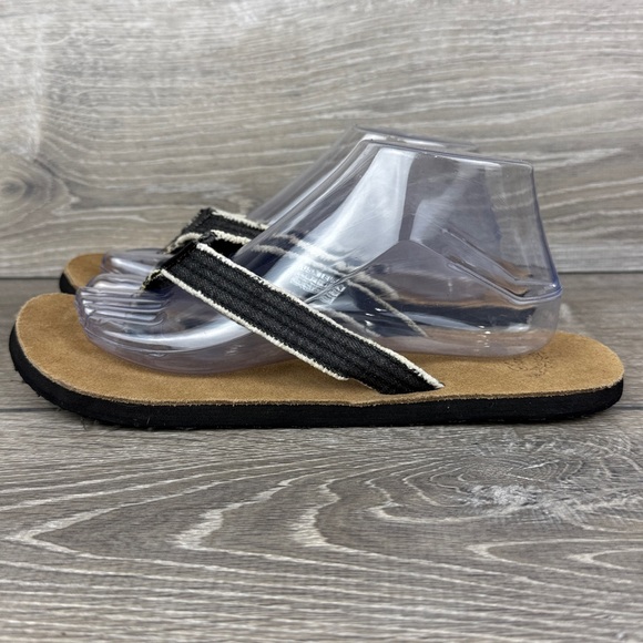 Sanuk Fraidy Cat Women’s Sz 10/EU 41 Black White Tan Slip On Flip Flop Sandals - Picture 3 of 13